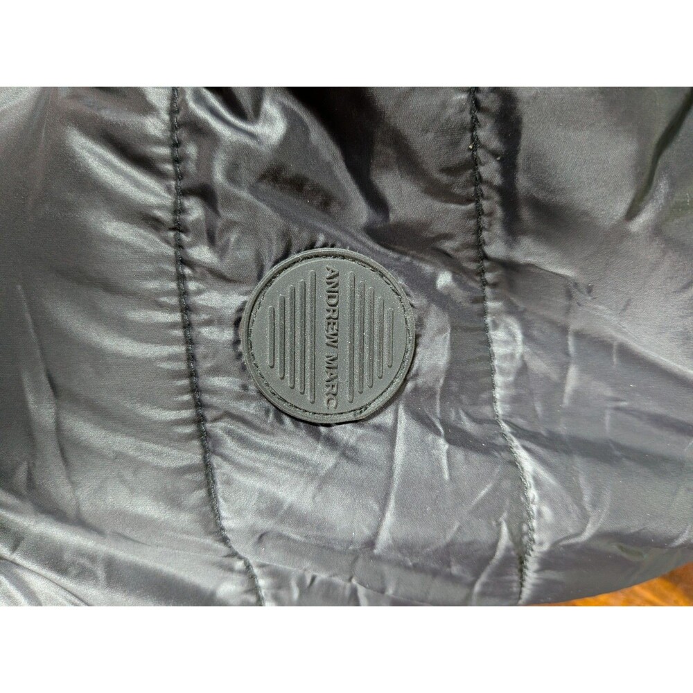 Andrew Marc Black Puffer Jacket Faux Fur Lined Hooded Coat Size L - Picture 6 of 11
